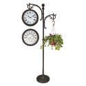 Clock with Plant Hook & Temperature Gauge--Outdoor Living-Outdoor Decor-Lawn Ornaments & Statues