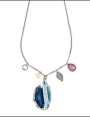Blue Agate with Pearl & Rose Quartz Pendant