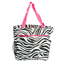 Zebra Print Beach Bag w/ Hot Pink Trim