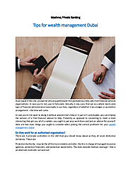 Tips for wealth management Dubai