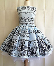 Alice In Wonderland Dress, Literature dress, Book Dress, Writing Dress, Alice Dress, Uk, BLUE OR CREAM avialble, Roob...