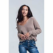 Knitted Shiny Beige Sweater