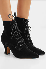 ALEXACHUNG Lace-up velvet ankle boots