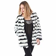 Faux Fur Jacket In Mono Stripe