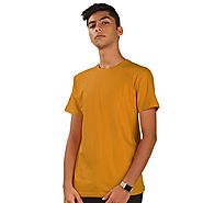 Plain Mustard Half Sleeve Round Neck T-Shirt