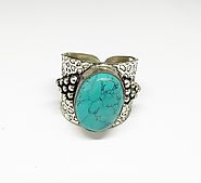 Shop for Turquoise Stone Silver Statement Ring - Shopclusive.co
