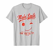 Make Me Smile Standard Silver T-Shirt for Men (red print)