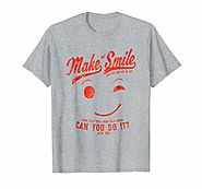 Make Me Smile Standard Heather Grey T-Shirt for Men (red print)