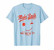 Make Me Smile Standard Baby Blue T-Shirt for Men (red print)