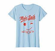 Make Me Smile Standard Baby Blue T-Shirt for Women (red print)