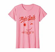 Make Me Smile Standard Pink T-Shirt for Women (red print)