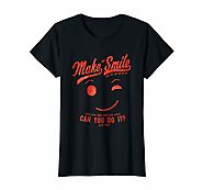 Make Me Smile Standard Black T-Shirt for Women (red print)