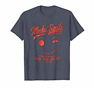 Make Me Smile Standard Heather Blue T-Shirt for Men (red print)