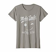 Make Me Smile Standard Slate T-Shirt for Women (silver print)