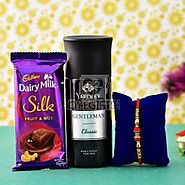 Beautiful Rakhi With Deo And Chocolate For Brother