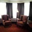 Sitting area in one of the turret rooms. #RiverhouseInn #montague