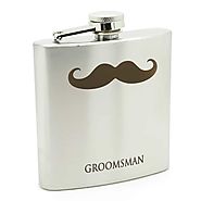 Groomsman Moustache 6oz Hip Flask - James Butler