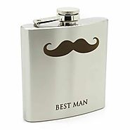 Best Man Moustache 6oz Hip Flask - James Butler