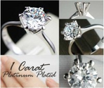 1 Carat Solitaire Platinum Plated 6-Prong Ring
