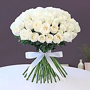 Buy or Order 50 White Rose Bouquet Online | Same Day Delivery Gifts - OyeGifts.com