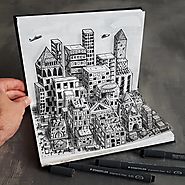 Ramon Bruin on Instagram: “Well here ya go! 💪 A city on paper 🏣 100% finished. Quite different from the first sketch,...