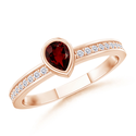 Pear Garnet and Round White Sapphire Ring | Angara.com