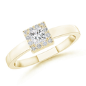 Princess Diamond and Round Diamond Accent Halo Ring | Angara.com