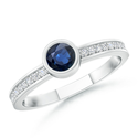 Round Blue Sapphire and Diamond Ring | Angara.com