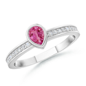 Pear Pink Sapphire and Round Diamond Ring | Angara.com