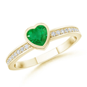 Heart Emerald and Round Diamond Ring