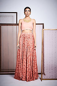 Designer Pink Floral Skirt Set by Anoli Shah