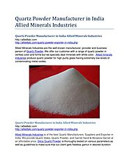 Quartz Powder Manufacturer in India Supplier of Non Metallic Minerals
