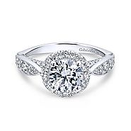 Tansy | 14k White Gold Round Halo Diamond Engagement Ring