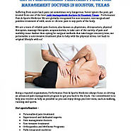 Pain Management Doctors in Houston Texas | Performance Pain & Sports Medicine