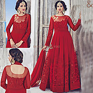 High Collared Embroidered Anarkali Salwar Suit Online Shopping