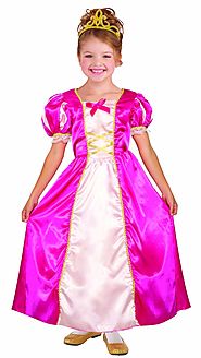 Child Girls Princess Cerise Pink/Cream Fairytale Ball Gown Halloween Costume