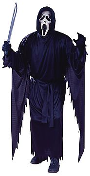 Unisex Adult Ghost Face Scream Black Jagged-Edged Robe & Mask Halloween Costume