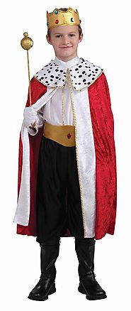 Boys Child Regal King Prince Kids Royalty Costume Cape Crown Medieval Medium