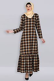 Howdy Checkered Print Cotton Abaya | Islamic Clothing Abayas, Modest Muslim Dresses, Hijab Store Online