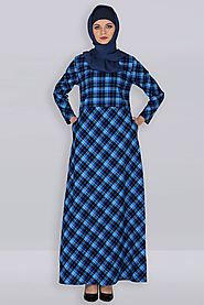Blue Cotton Checkered Everyday Abaya | Islamic Clothing Abayas, Modest Muslim Dresses, Hijab Store Online