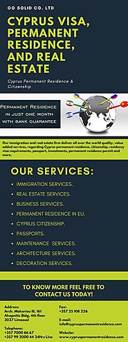 Cyprus visa, Permanent Residence, and Real Estate Services