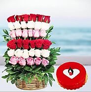 Website at https://www.oyegifts.com/layered-roses-with-red-velvet-cake