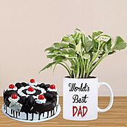 Pothos Plant In World's Best Dad Mug With Cake