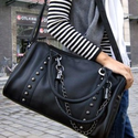 Punk Style Retro Rivet Black Handbag Crossbody Bag for big sale!
