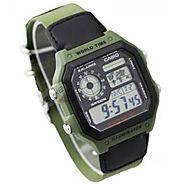 Casio Men's AE-1200WHB-3BVDF Black Nylon Strap World Time Quartz Digital Watch