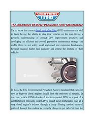 The Importance Of Diesel Particulate Filter Maintenance