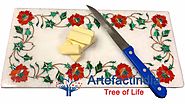 Marble Inlay Cutting Board | Marble Kitchen Chopping Board - Artefactindia