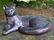 Buy Antique Look Bronze Classic Laying Cat Garden Ornament from Pixieland
