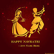 Happy Navratri Couple Playing Dandiya Images With Name