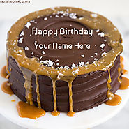 Caramel Chocolate Birthday Cake Images With Name For Friend